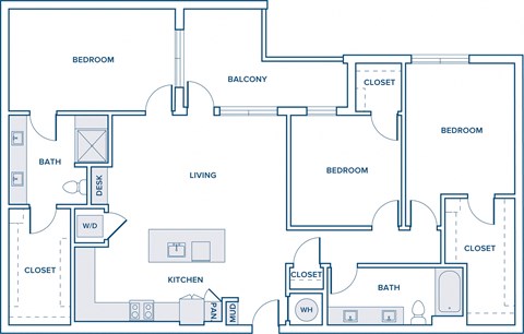 1546 sqft three bed two bath floorplan image
