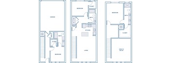 1829 square foot three bedroom three bath townhome floor plan in Aledo, TX