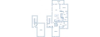 1168 sqft two bed two bath floor plan image