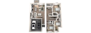 a floor plan of a house and a car in it