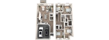 a 2100 sq ft floor plan with a car in the garage