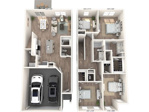 a 2100 sq ft floor plan with a car in the garage