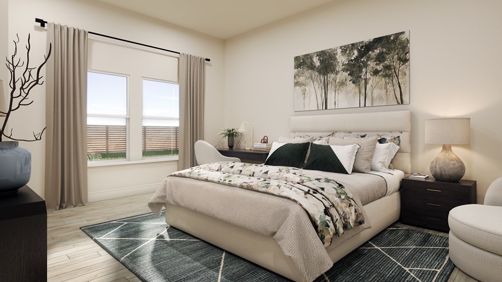 an example of a bedroom with a bed and a window