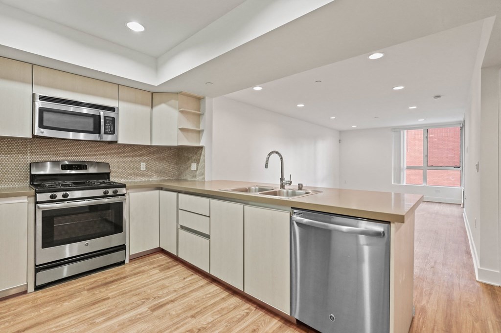 Kitchen with Stove, Microwave Oven, and Dishwasher