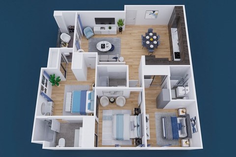 a 3d rendering of a floor plan of a house