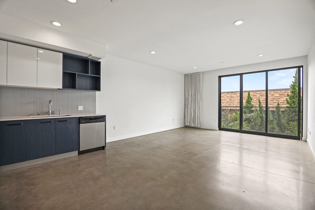 Open-Concept Kitchen, Dining, and Living Room Areas