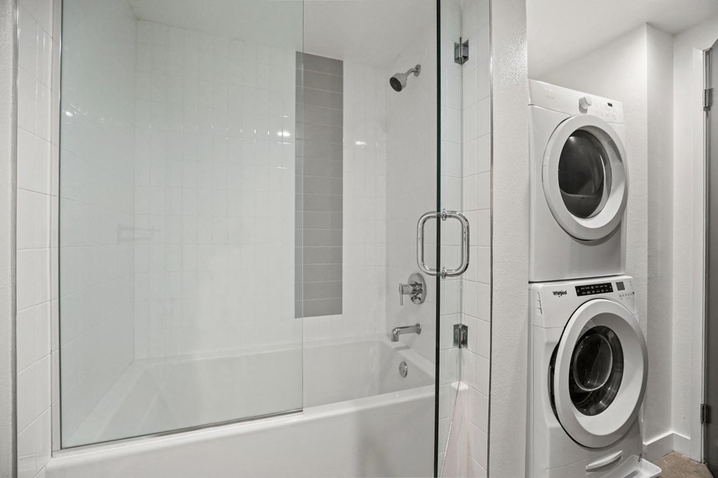 Bathroom with Shower Bath and In-Suite Washer & Dryer