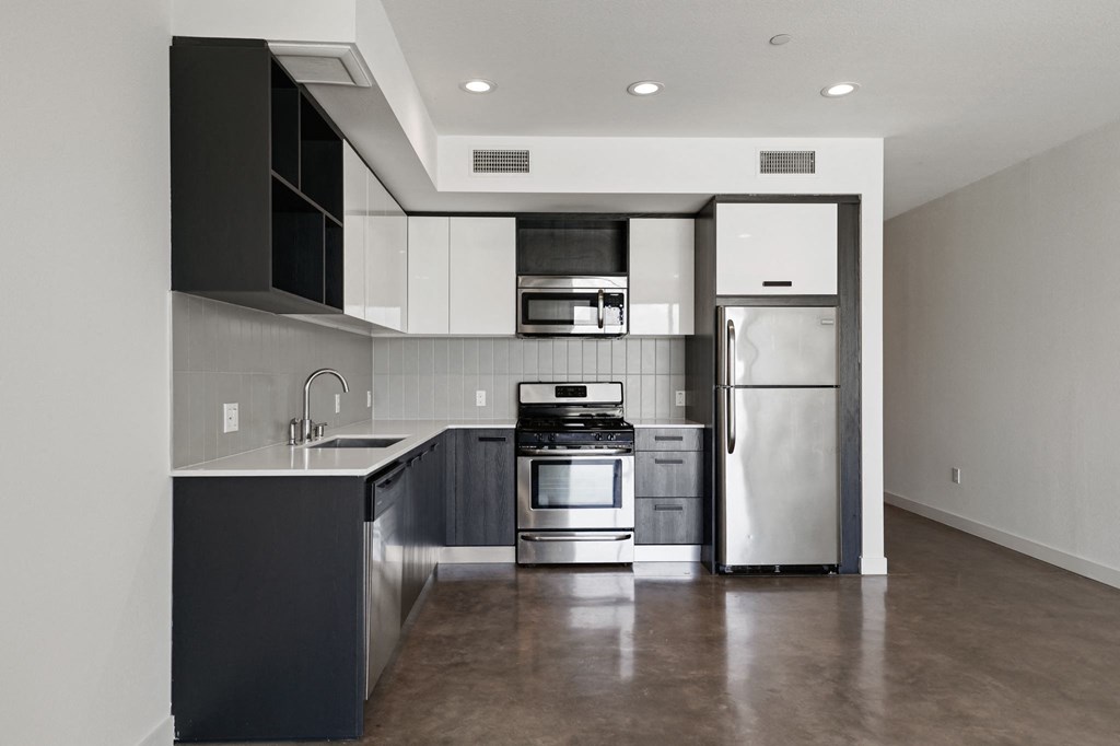 Kitchen with Stainless-Steel Appliances and Cabinet Storage