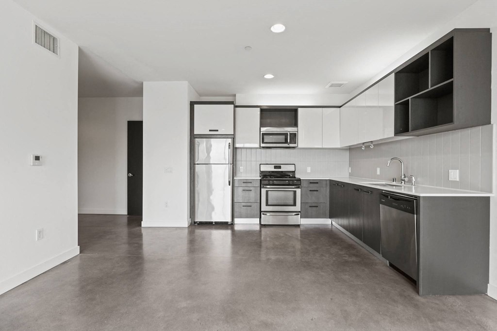 Open-Concept Kitchen with Stainless-Steel Appliances
