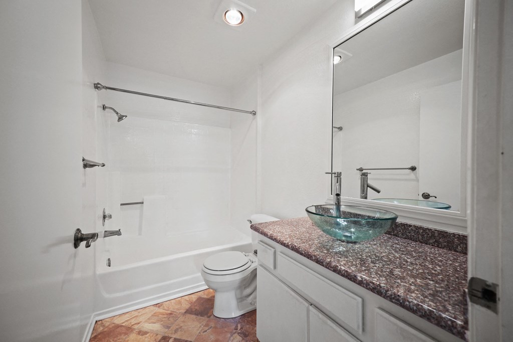 a bathroom with a sink and a shower and a toilet