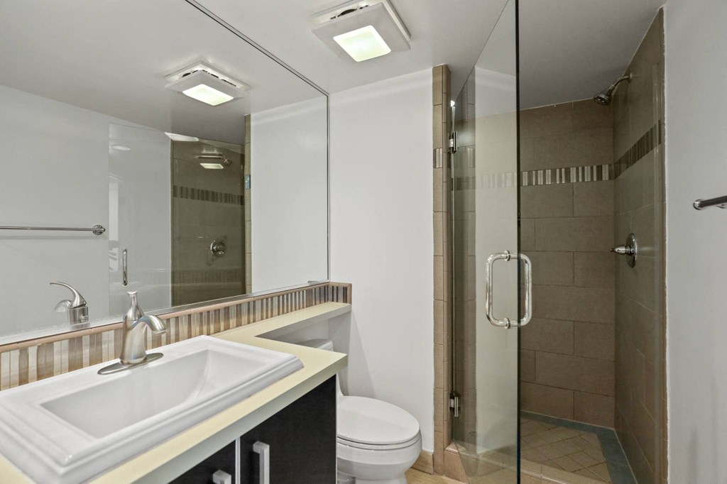 Bathroom with Stand-Up Shower with Glass Door