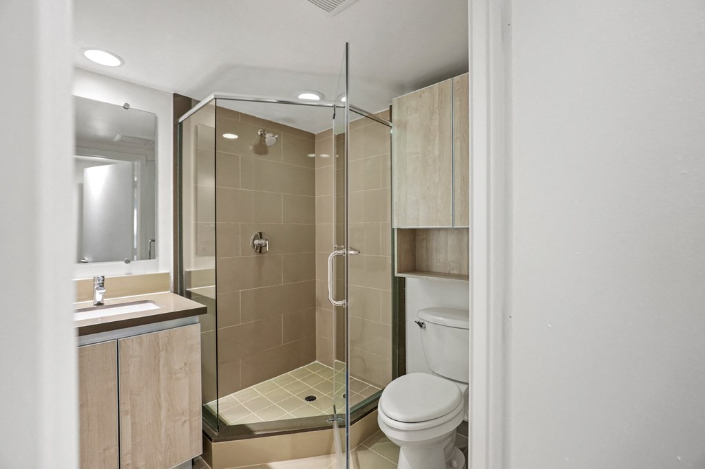 Bathroom with Stand-Up Shower with Glass Door