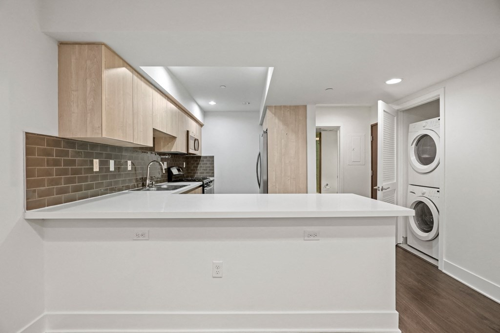 Kitchen with In-Suite Washer & Dryer