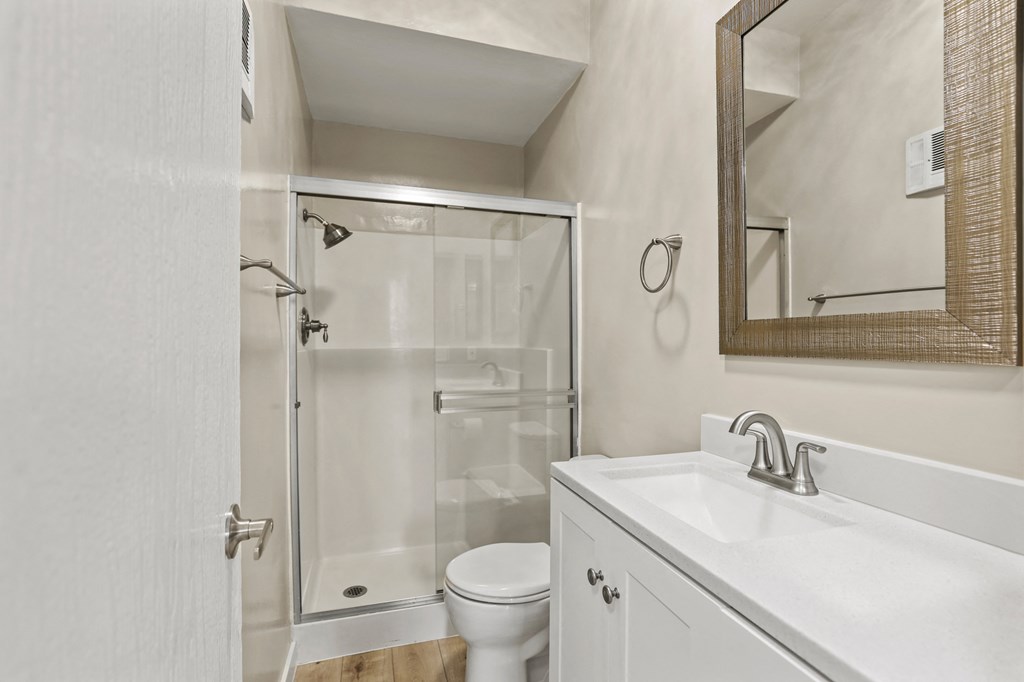 Bathroom with Stand-Up Shower with Glass Doors