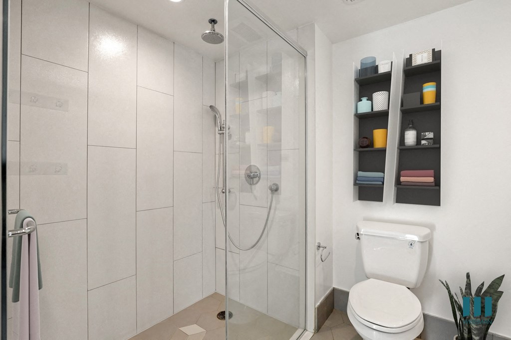 Bathroom with Large-Size Walk-In Shower