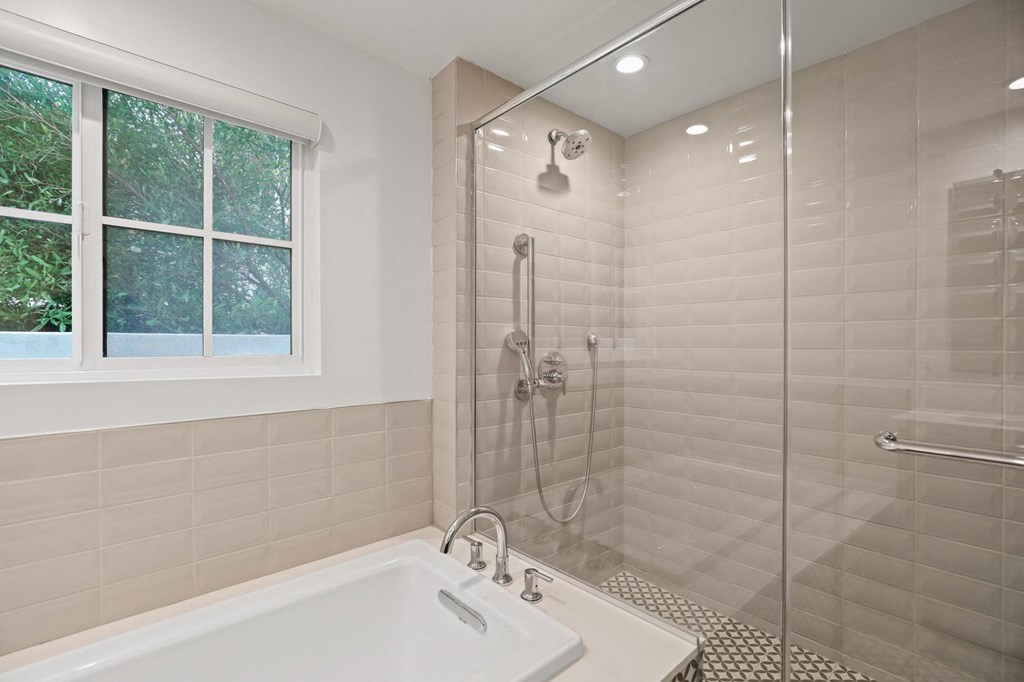 Bathroom with Bathtub and Walk-In Shower