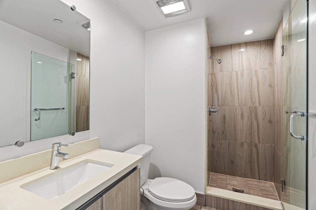Bathroom with Stand-Up Shower with Glass Door