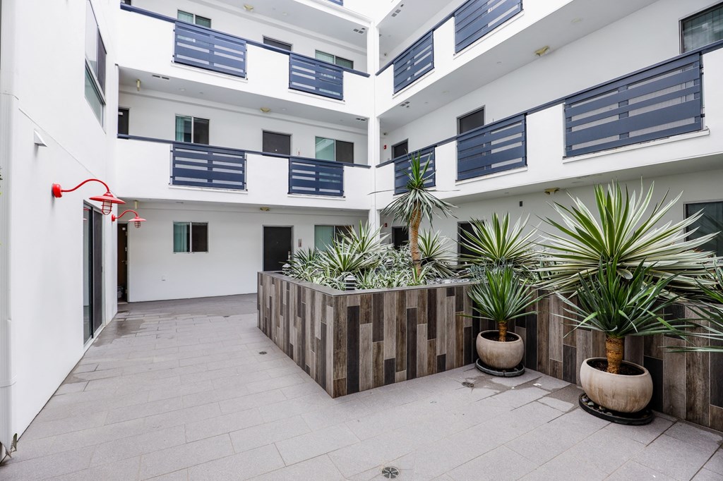 a view of the building from the courtyard