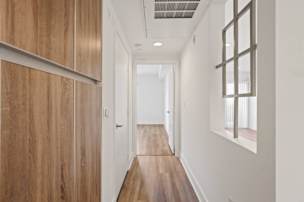 Hallway with Built-In Cabinet Storage