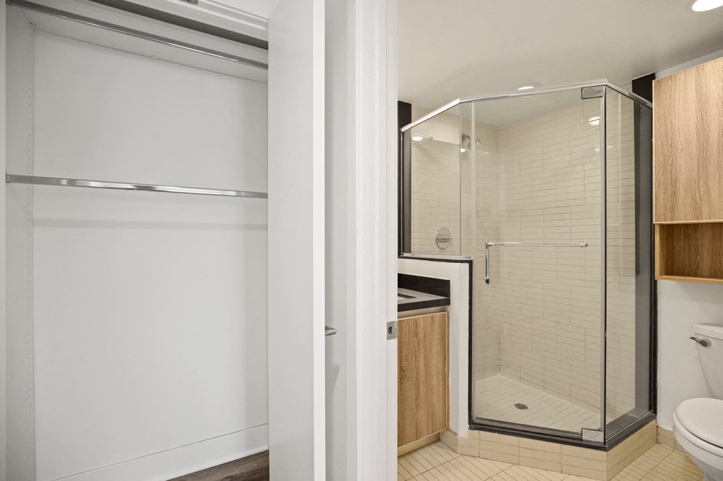 Bathroom with Stand-Up Shower and Linen Closet