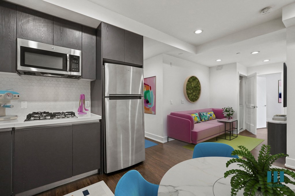 Open-Concept Kitchen, Dining, and Living Room Area