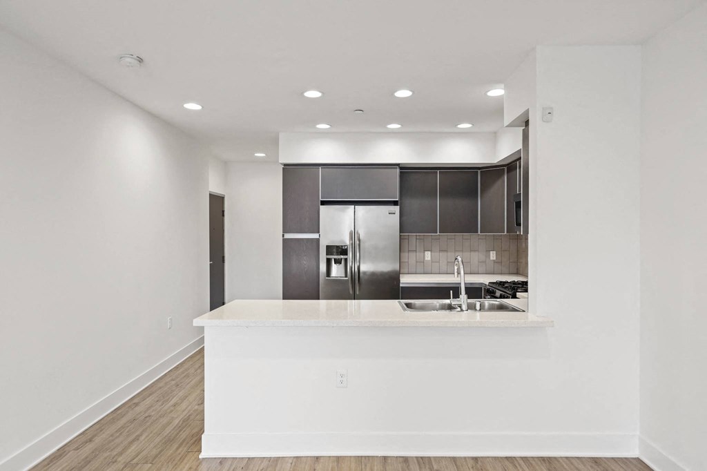 Front Entrance and Kitchen with Refrigerator