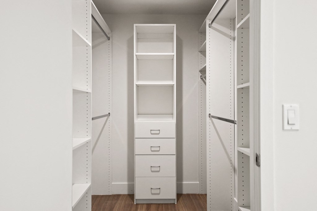 Walk-In Closet with Built-In Organizers