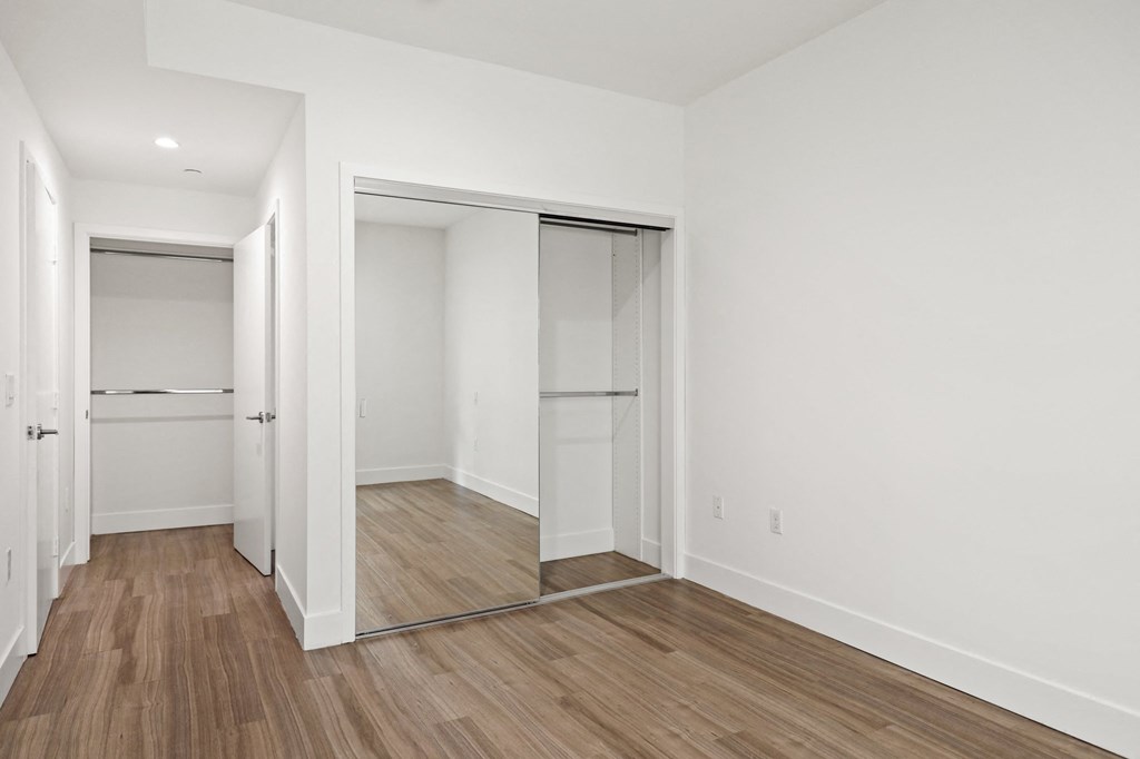 Bedroom with Two Closets and Vinyl Flooring