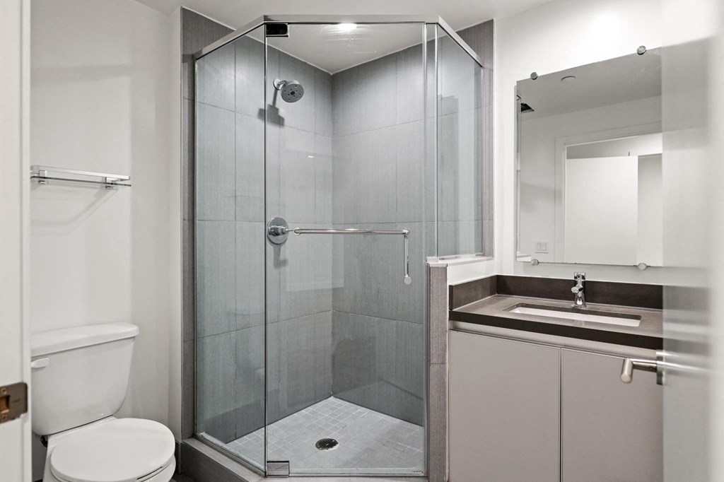 Bathroom with Stand-Up Shower with Glass Door