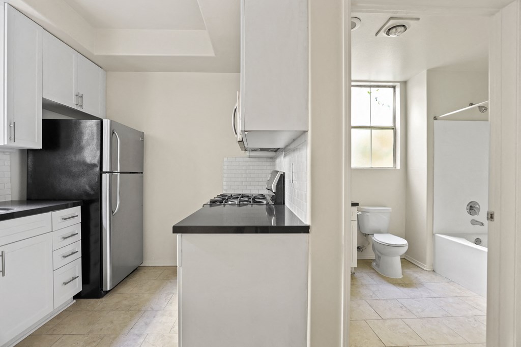 Kitchen and Bathroom of Studio Apartment