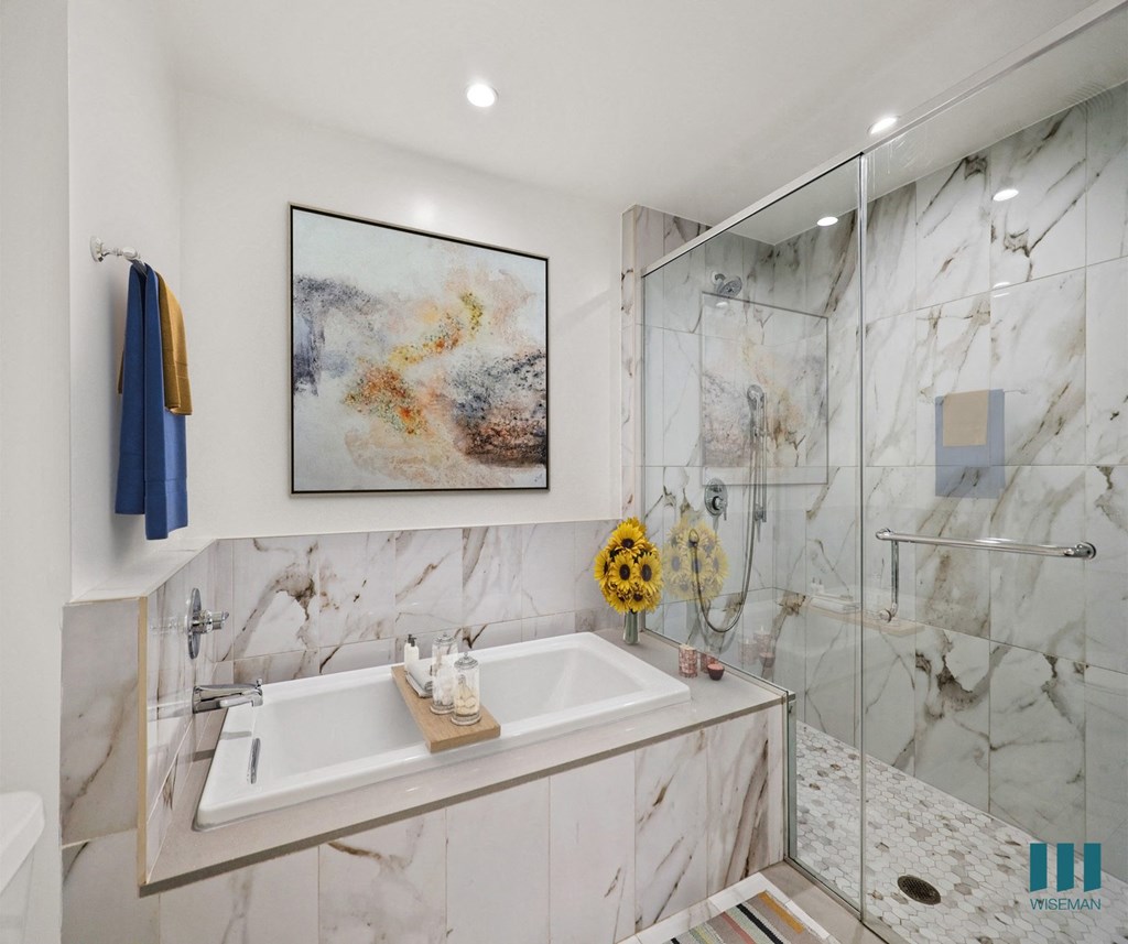 Bathroom with Large-Size Walk-In Shower and Bathtub