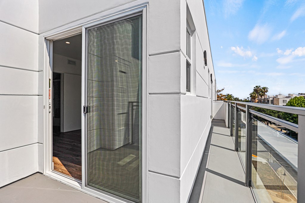 a view of the balcony from the living room