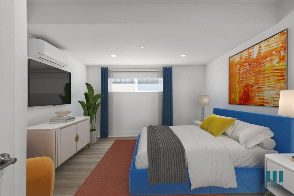 Bedroom with Vinyl Flooring and Recessed Lighting