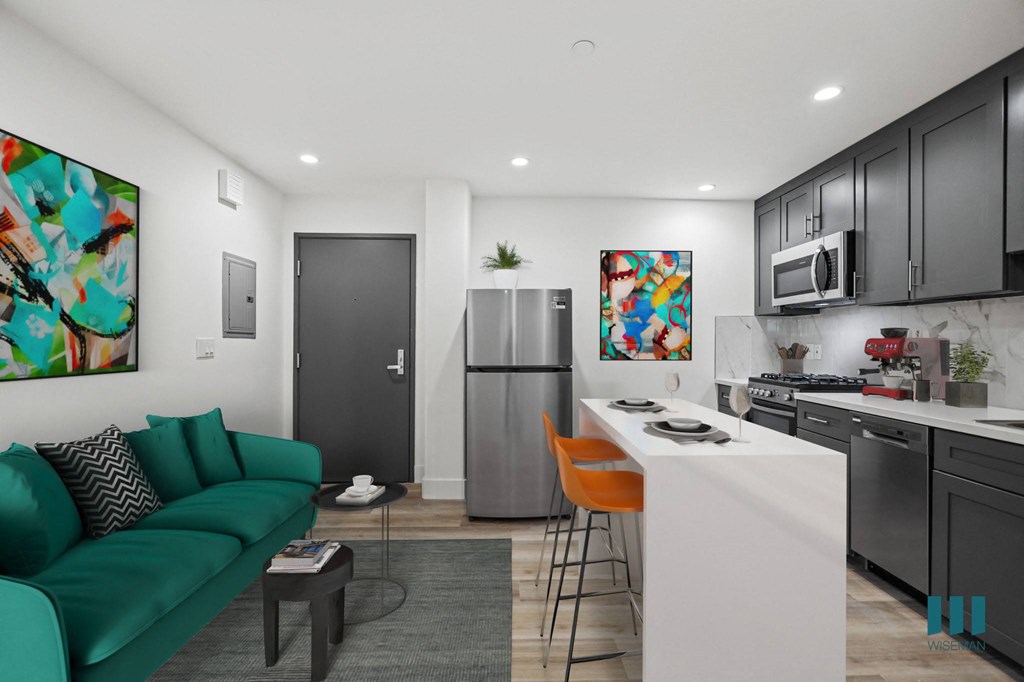 Open-Concept Kitchen, Dining, and Living Room Space