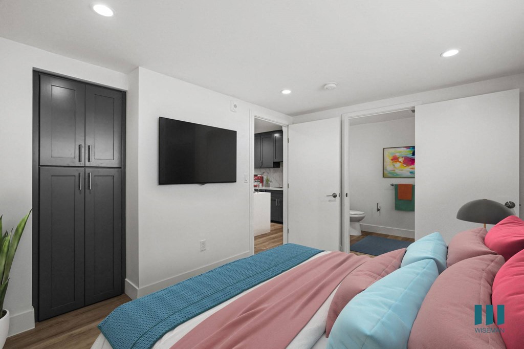 Bedroom with Built-In Cabinet Storage