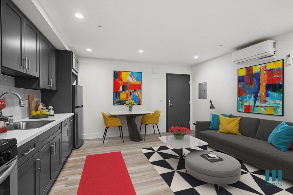 Open-Concept Kitchen, Dining, and Living Room Area