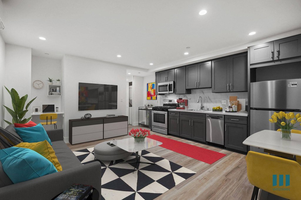 Open-Concept Kitchen, Dining, and Living Room Space