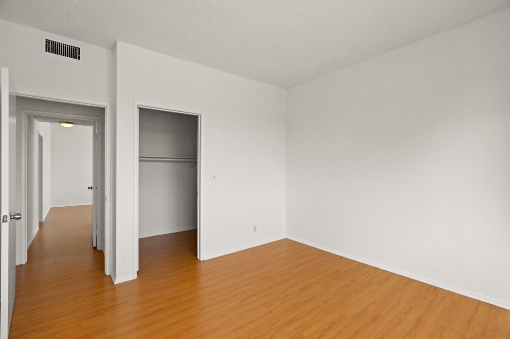 Bedroom with Walk-In Closet and Vinyl Flooring