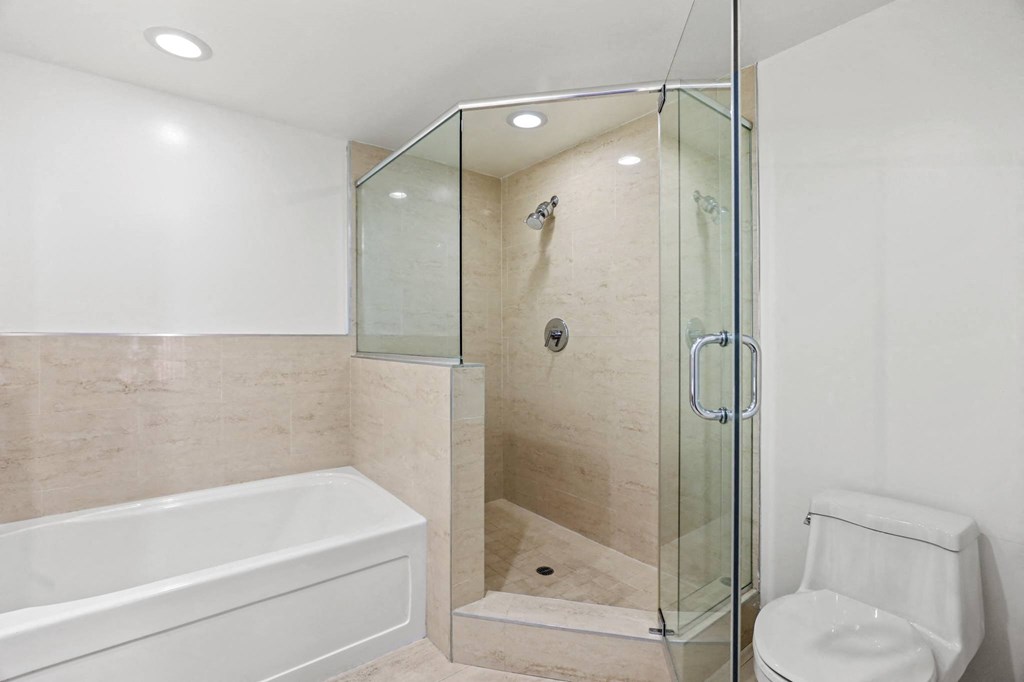 Large-Size Bathroom with Double Vanity and Walk-In Shower