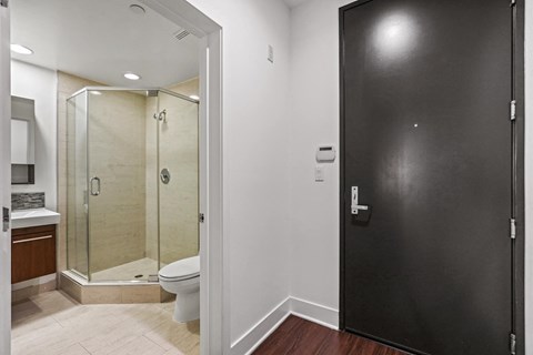 Bathroom with Walk-In Shower and Glass Door