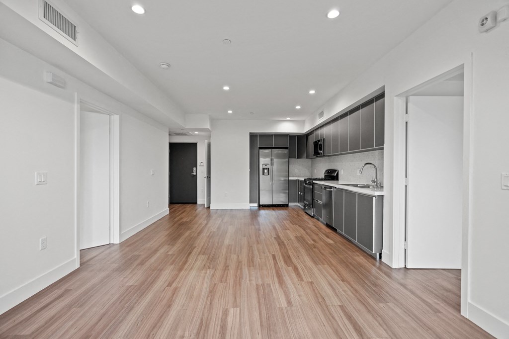 Open-Concept Kitchen, Dining, and Living Room Areas