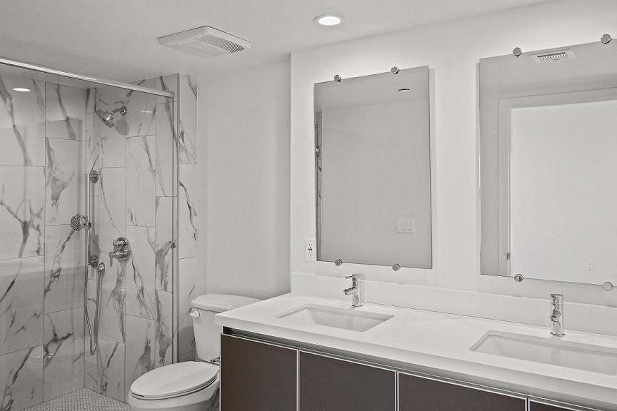 Bathroom with Double-sink Vanity and Walk-In Shower
