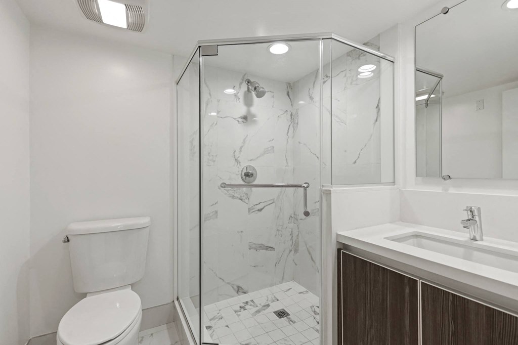 Bathroom with Stand-Up Shower and Glass Door