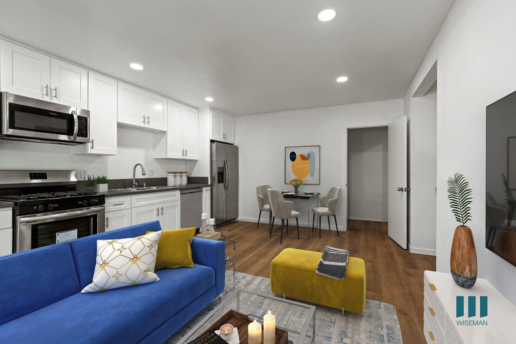 Open-concept Kitchen, Dining, and Living Rooms