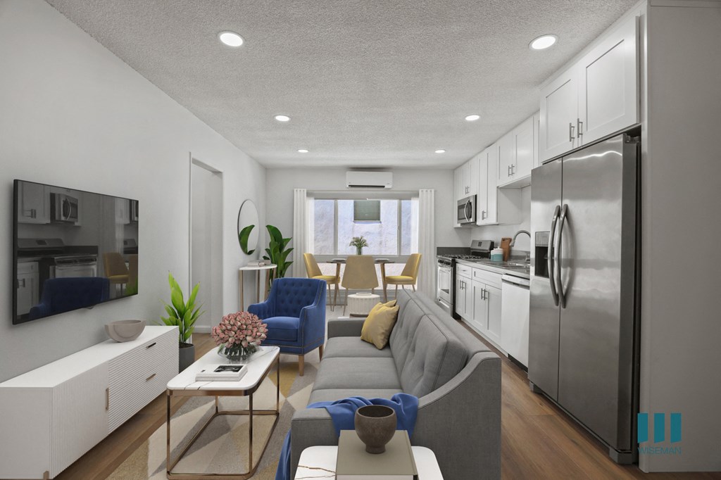 Open-concept Kitchen, Dining, and Living Rooms