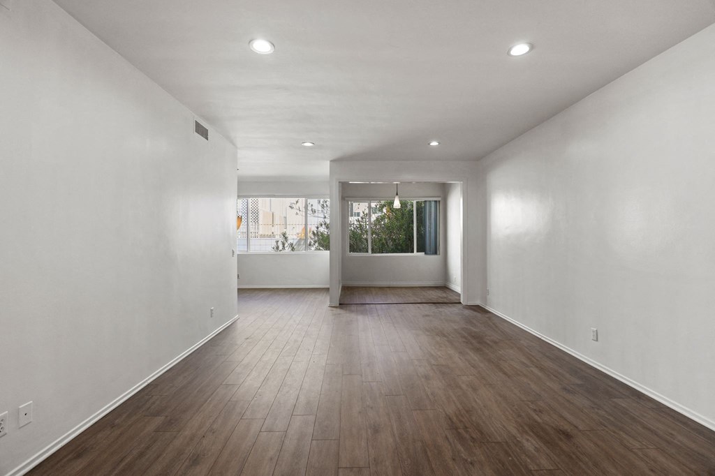 Open-Concept Living Room, Dining Room, and Office Space