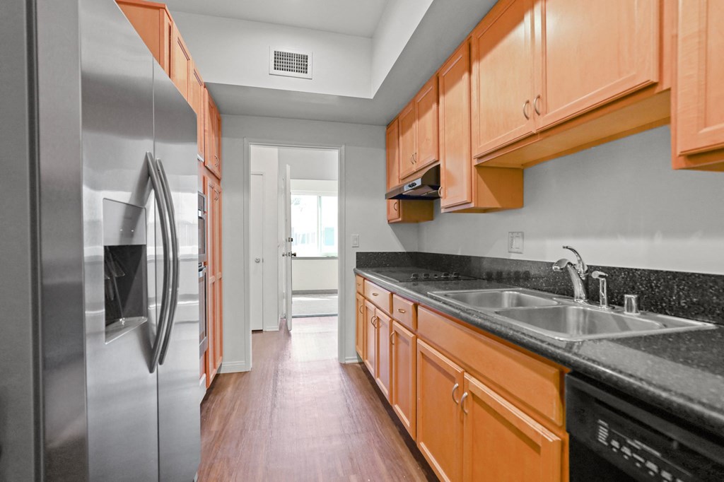Kitchen with Stainless-Steel Refrigerator