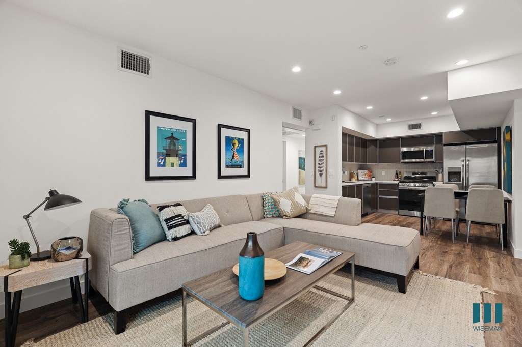 Open-Concept Kitchen, Dining, and Living Room Areas