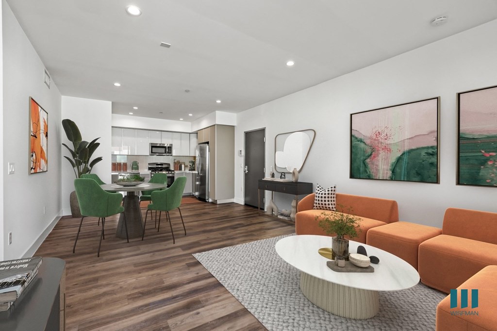 Open-Concept Kitchen, Dining, and Living Room Space