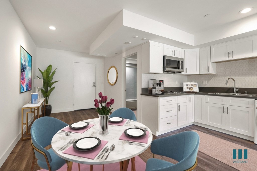 Front Entrance, Hall Bathroom, and Open-Concept Dining Area and Kitchen